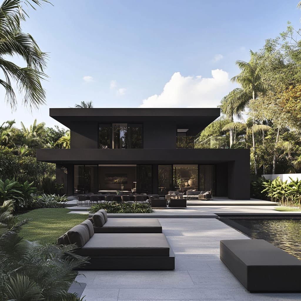 A-charcoal-black-exterior-with-cool-white-borders-and-dark-bronze-details-delivers-a-polished-urban-look-capped-with-a-grey-top